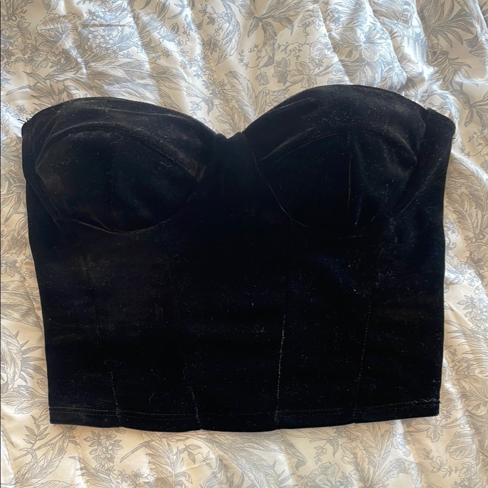 Velvet Black Strapless Women's Top